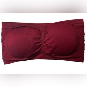 Seamless Strapless Padded Bandeau Bra - Burgundy
